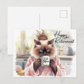 Katze trinkt Tee Glücklicher Ruhestand Postkarte (Vorne/Hinten)
