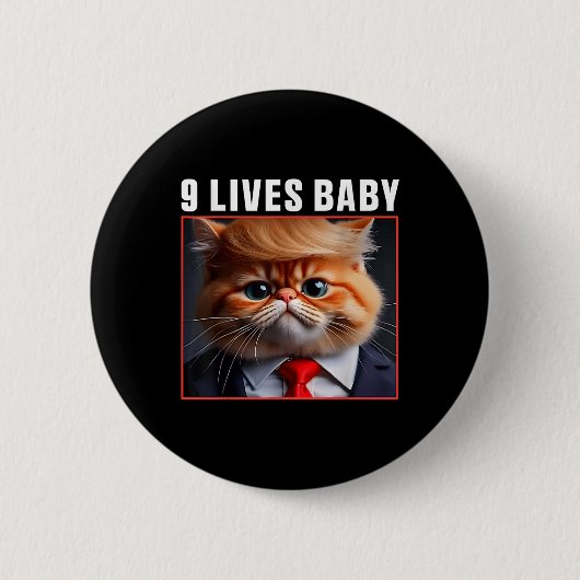 Katze Trump 9 Leben Baby _1 Button (Vorderseite)