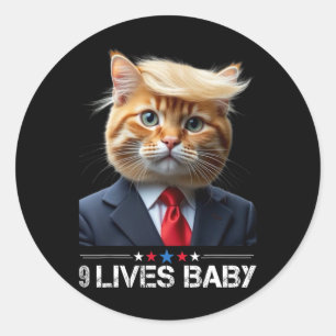 Katze Trump 9 Leben Durch Lustige Abstimmung Für T Runder Aufkleber