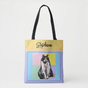 Katze Tuxedo Pastell Katzen Damen Pastellfarben Tasche