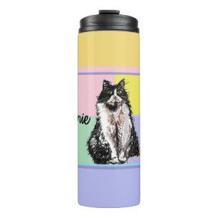 Katze Tuxedo Pastell Katzen Damen Pastellfarben Thermosbecher