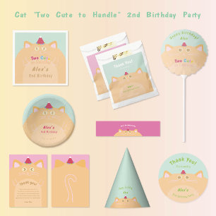 Katze "Two Cute to Handle" 2. Geburtstag Mintgrün Serviette