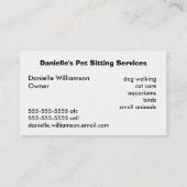 Katze u. -aquarium des Haustier-Modells Hunde Visitenkarte (Rückseite)