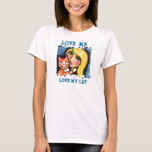 Katze u. blonde Dame T-Shirt