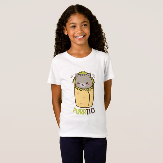 Katze u. Burrito Purritp T-Shirt (Vorne ganz)
