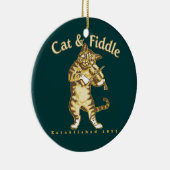 Katze u. Geige Keramik Ornament (Rechts)