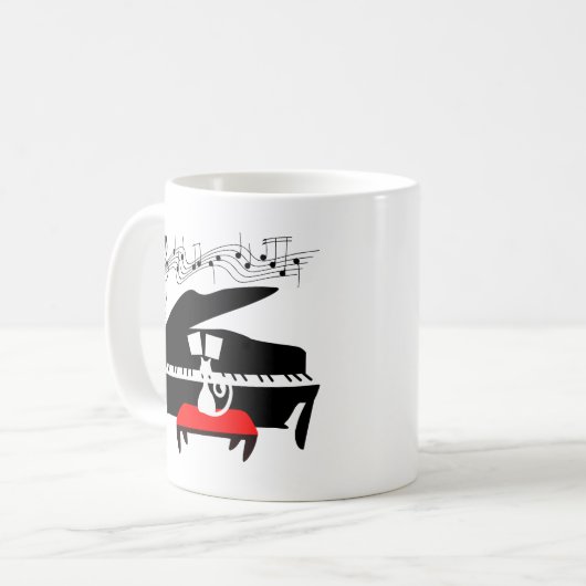 Katze u. Klavier Kaffeetasse (Vorderseite Links)