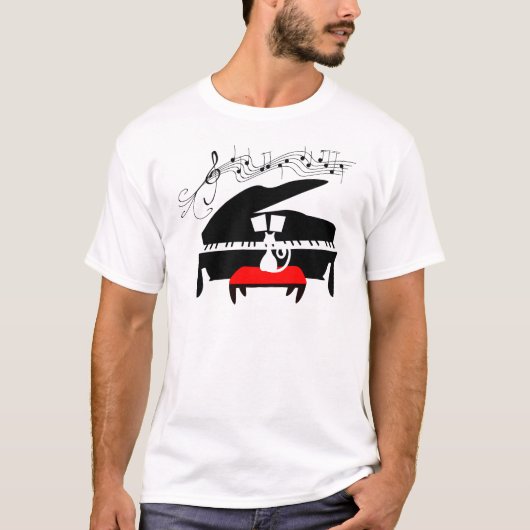 Katze u. Klavier T-Shirt (Vorderseite)