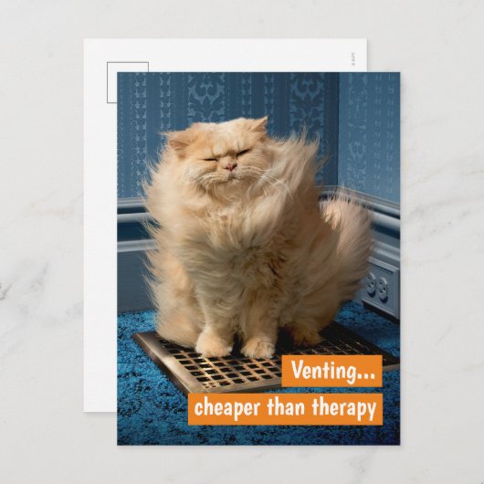 Katze über Gras Einladungspostkarte (Vorne/Hinten)