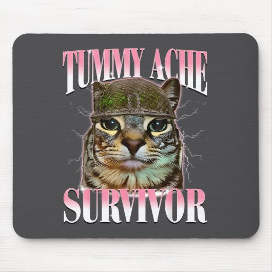 Katze überlebte Bauchschmerzen Meme Lustige Katzen Mousepad (Vorne)