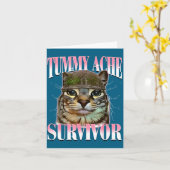 Katze überlebte Bauchschmerzen Meme Lustiger Spruc Karte (Gelbe Blume)