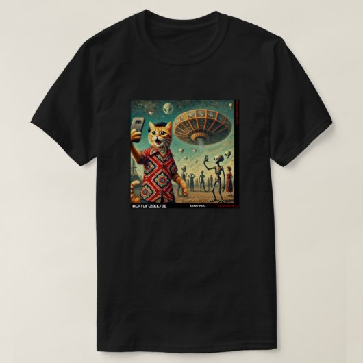 Katze UFO Selfie: Geschenk vom Kitten #01 T-Shirt (Design vorne)