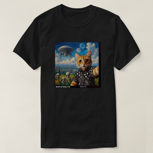 Katze UFO Selfie: Geschenk vom Kitten #04 T-Shirt (Design vorne)