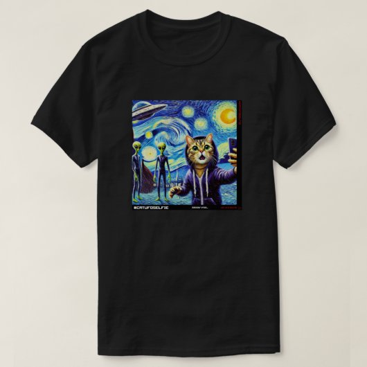 Katze UFO Selfie: Geschenk vom Kitten #07 T-Shirt (Design vorne)