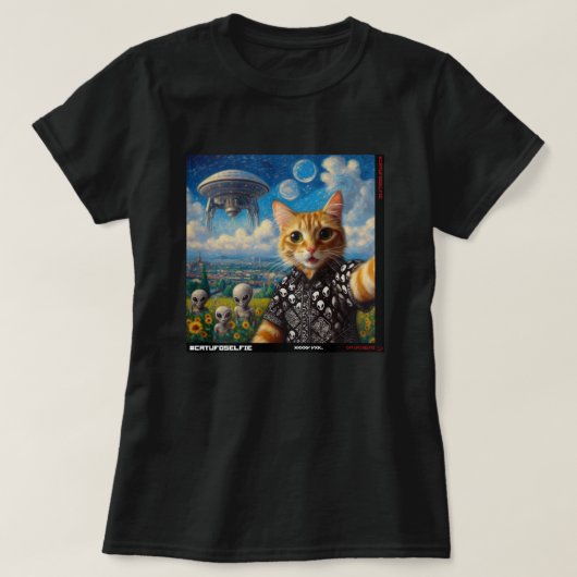 Katze UFO Selfie: Geschenk vom Kitten #09 T-Shirt (Design vorne)