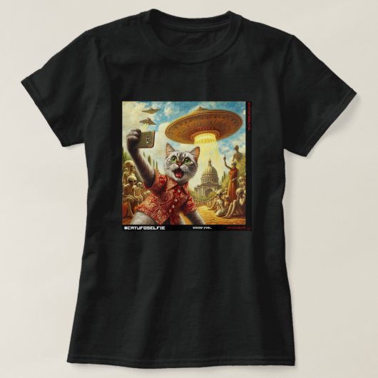 Katze UFO Selfie: Geschenk vom Kitten #10 T-Shirt (Design vorne)