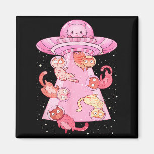 Katze UFO Süß Lustige Katze Kawaii Weltraum Rosa Magnet