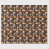 Katze umarmt ein Hühnchen auf einer Farm Geschenkpapier (Flach)