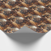 Katze umarmt ein Hühnchen auf einer Farm Geschenkpapier (Ecke)