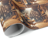 Katze umarmt ein Hühnchen auf einer Farm Geschenkpapier (Rolleneckpunkt)