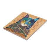 Katze und abstraktes Marokkanmosaik, Teil 1 Fliese (Seite)