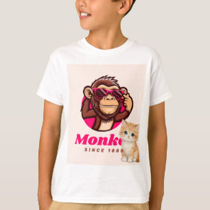 Katze und Affe Design T-Shirt 