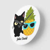 Katze und Ananas sind die besten Freunde, personal Runde Wanduhr (Winkel)