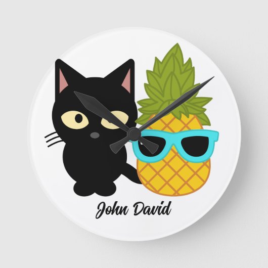 Katze und Ananas sind die besten Freunde, personal Runde Wanduhr (Vorderseite)