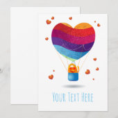 Katze und Ballon der Liebe Einladung (Vorne/Hinten)