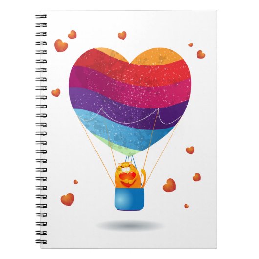 Katze und Ballon der Liebe Notizblock (Vorderseite)
