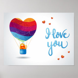 Katze und Ballon der Liebe Poster