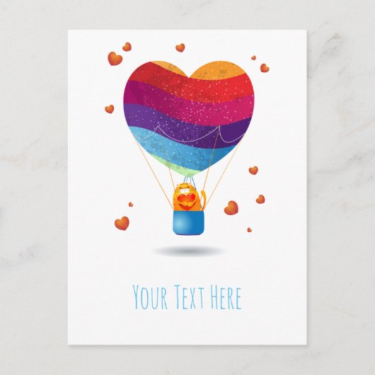 Katze und Ballon der Liebe Postkarte (Vorderseite)