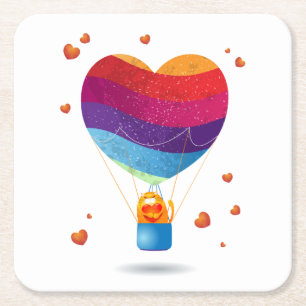Katze und Ballon der Liebe Rechteckiger Pappuntersetzer