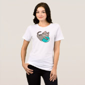Katze und Ballon Tri-Blend Shirt (Vorderseite voll)