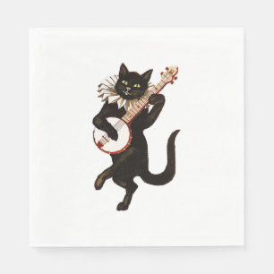 Katze und Banjo Serviette