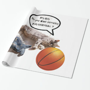 KATZE UND BASKETBALL GESCHENKPAPIER