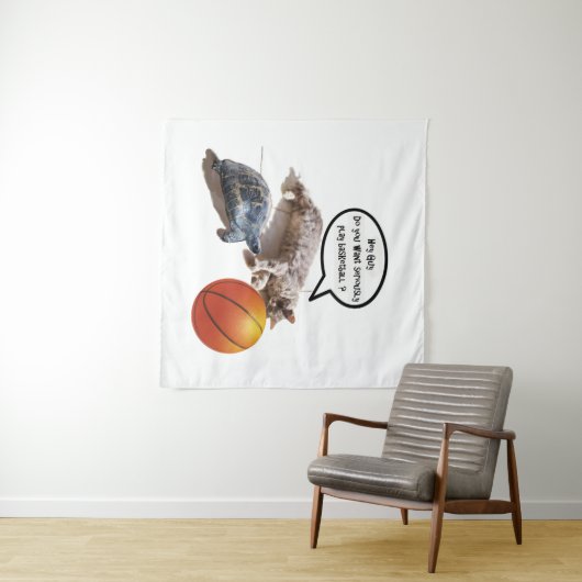 KATZE UND BASKETBALL WANDTEPPICH (Beispiel (Horizontal))