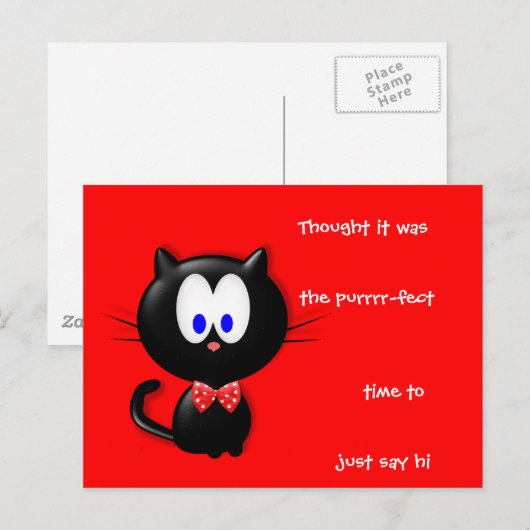 Katze und Begrüßung Postkarte (Vorne/Hinten)
