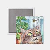 Katze und Biene Magnet (Vorderseite/Rückseite)