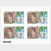 Katze und Biene Rechteckiger Aufkleber (Blatt)