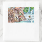 Katze und Biene Rechteckiger Aufkleber (Tasche)