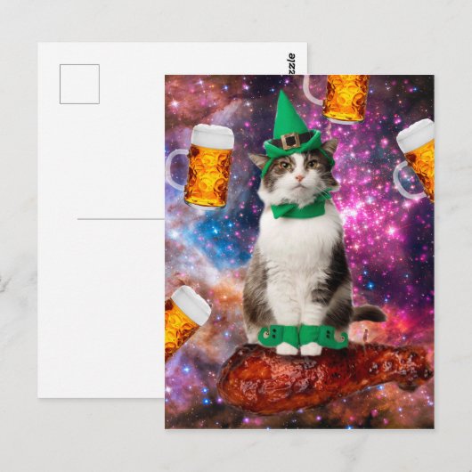 Katze und Bier Postkarte (Vorne/Hinten)