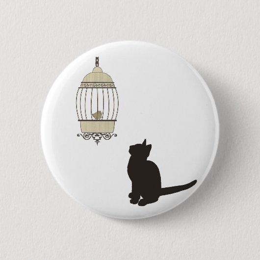 Katze und Birdcage Button (Vorderseite)