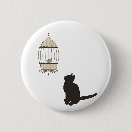 Katze und Birdcage Button (Vorderseite)