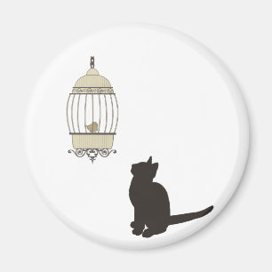 Katze und Birdcage Magnet