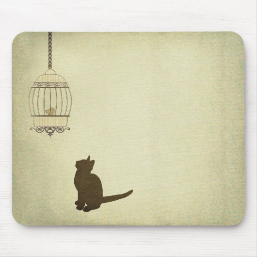 Katze und Birdcage Mousepad (Vorne)