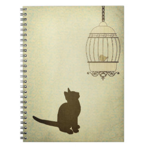 Katze und Birdcage Notizblock