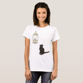 Katze und Birdcage T-Shirt (Vorne ganz)