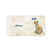 Katze und blaue Libelle Adressaufkleber (Vorne)