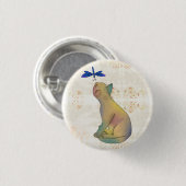 Katze und blaue Libelle Button (Vorne & Hinten)